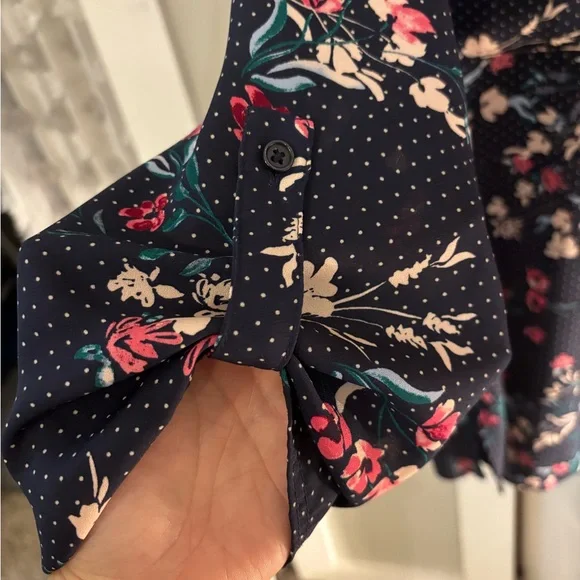 Maurices Navy Floral Polka Dot Blouse - Picture 5 of 6